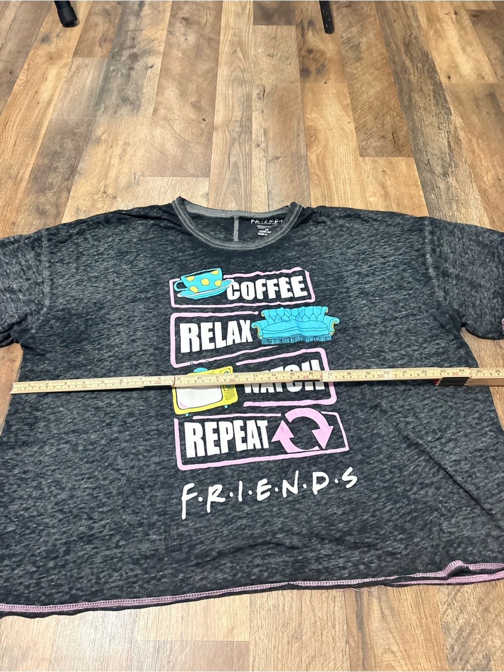 Friends Coffee Relax Watch Repeat Graphic Tee Size 3X (22W/24W) | Plus Size - Picture 3 of 4